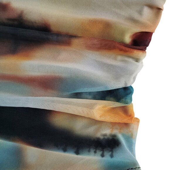 SHEIN BAE NWT Mesh Tie Dye Multicolor Ruched Halter Bodysuit Size S (4) - Picture 9 of 16